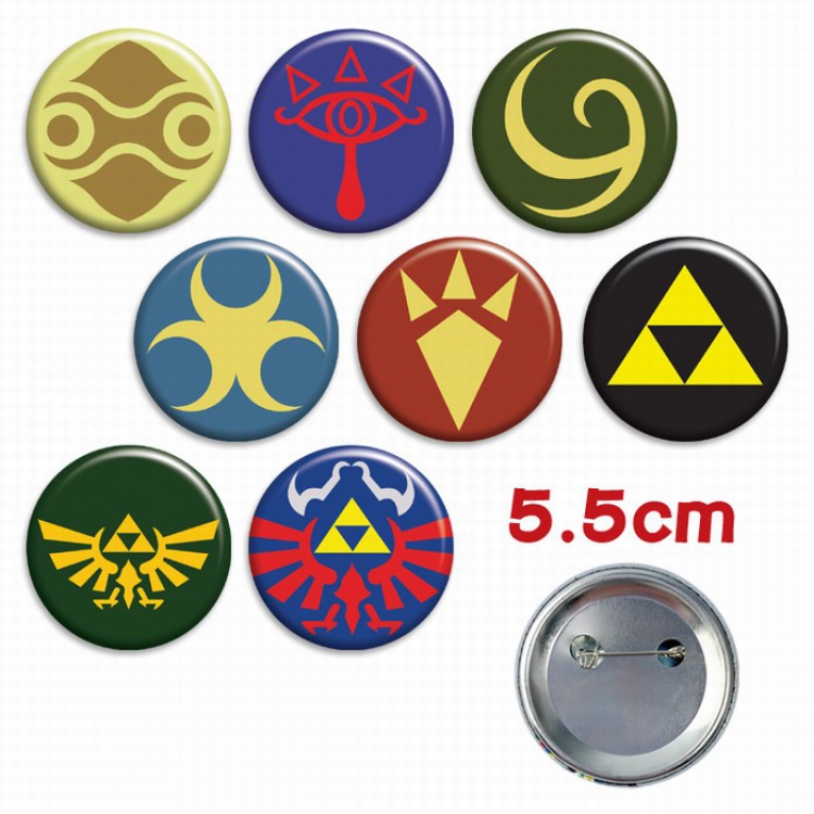 The Legend of Zelda a set of 8 Tinplate Badge Brooch 5.5CM Style A