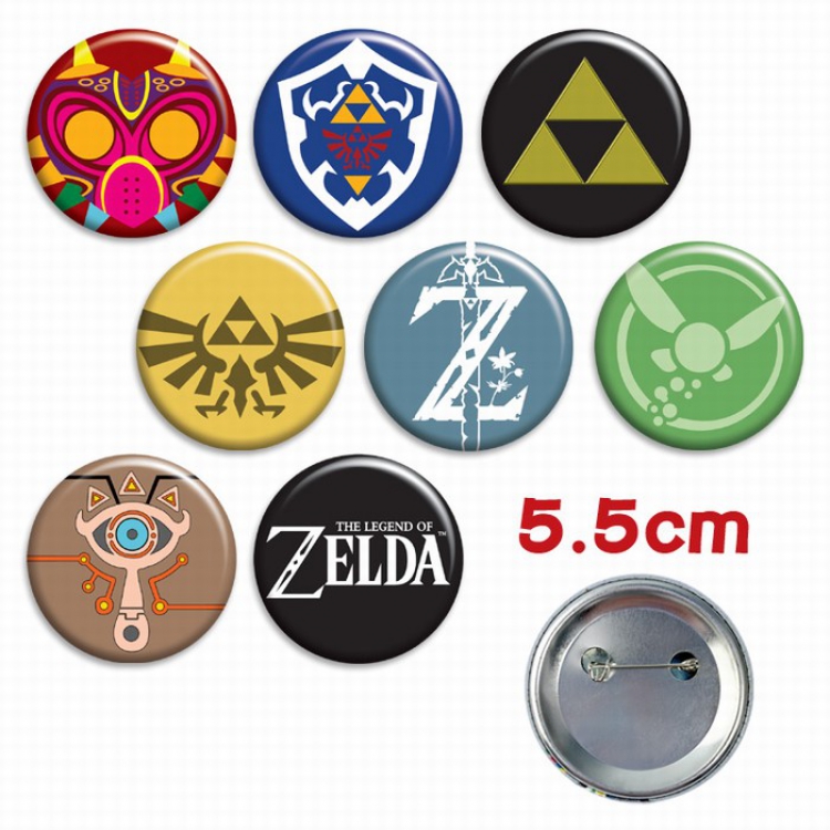 The Legend of Zelda a set of 8 Tinplate Badge Brooch 5.5CM Style B