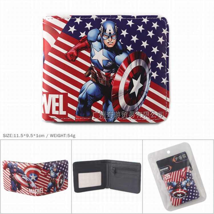 The avengers allianc Full color Twill two-fold short wallet Purse 11.5X9.5X1CM 54G Style B