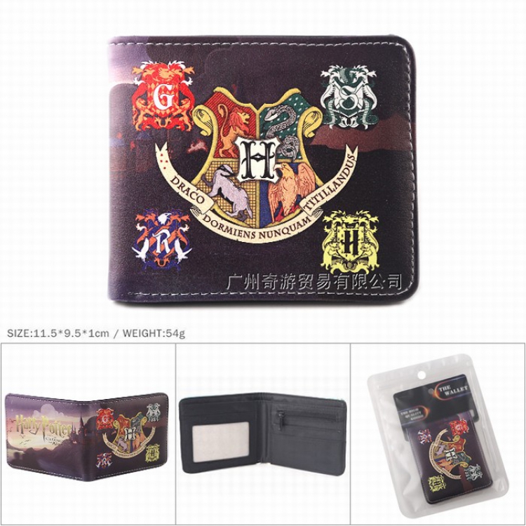 Harry Potter Full color Twill two-fold short wallet Purse 11.5X9.5X1CM 54G Style B