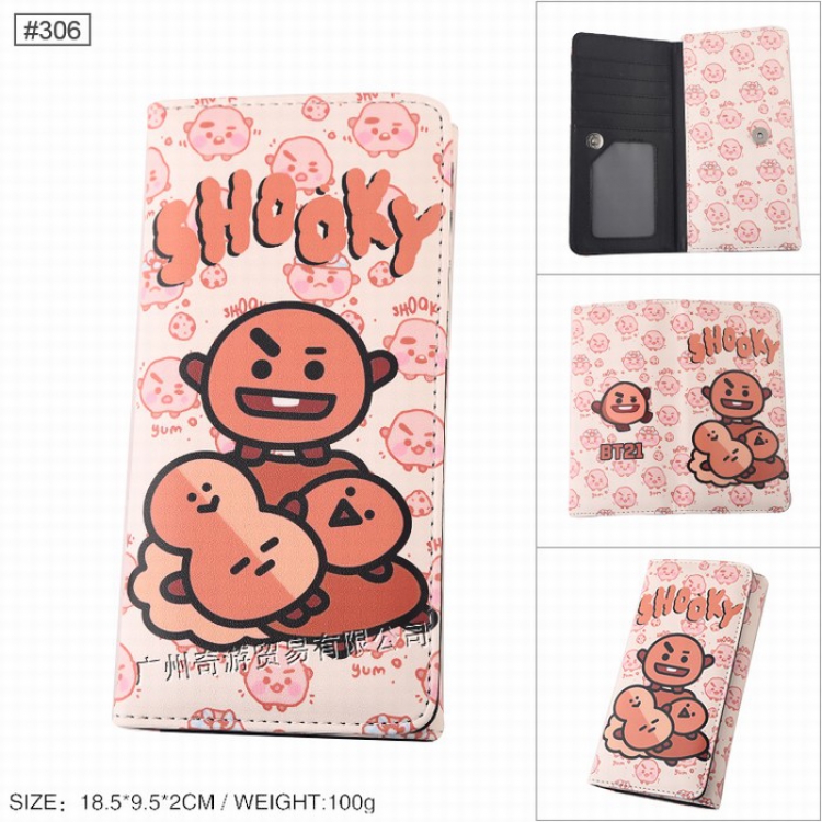 BTS BT21 Full color snap-on leather long wallet Purse Style H