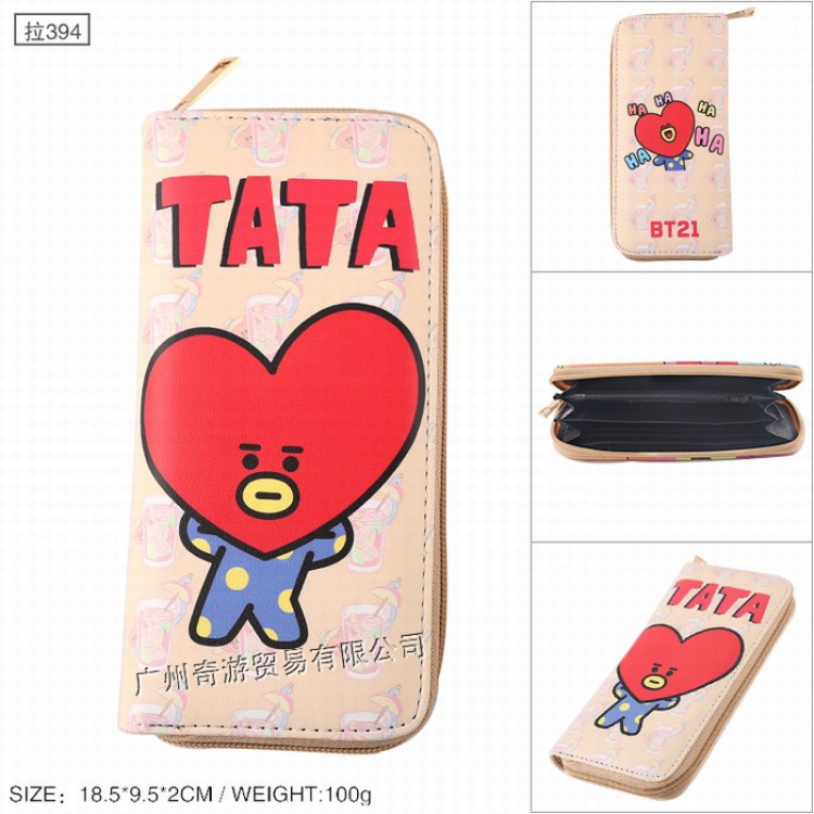 BTS BT21 PU leather color zipper long Wallet Purse Style C