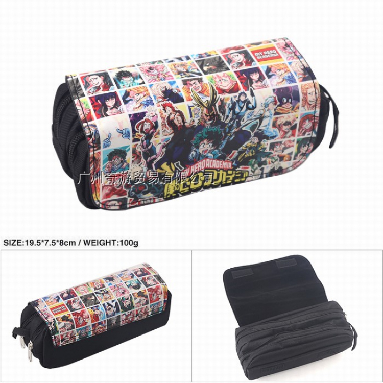 My Hero Academia Double zipper PU pencil case pencil bag 19.5X7.5X8CM Style B