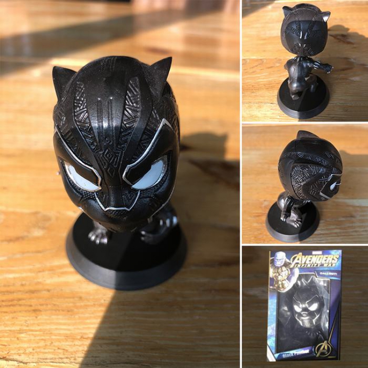 Genuine The Avengers Black panther Shaking head doll Boxed Figure Decoration 10CM a box of 40