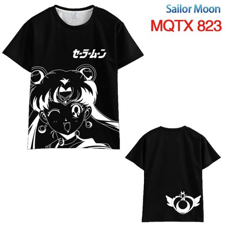 sailormoon Black and white line draft Short sleeve T-shirt 10 sizes from XXS to 5XL MQTX 823