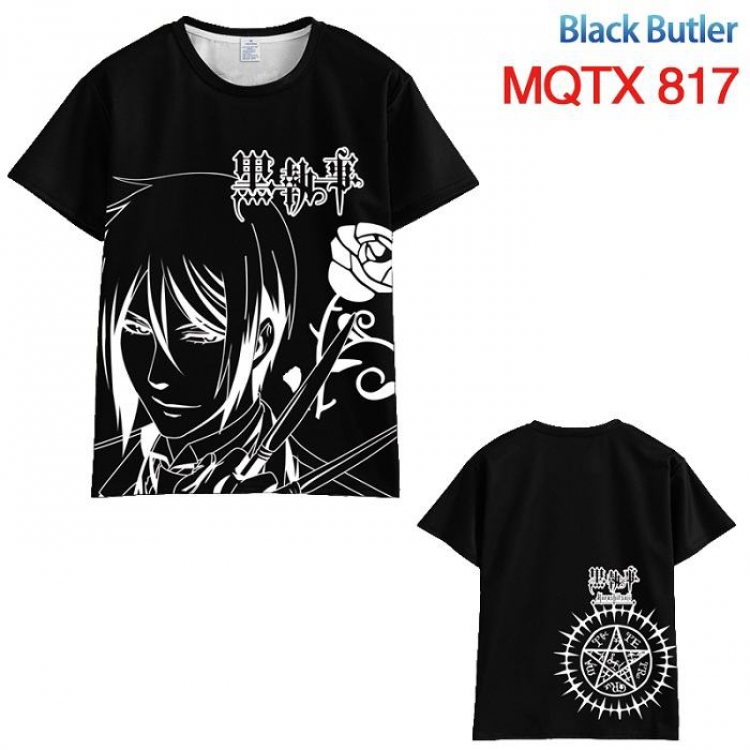 Kuroshitsuji Black and white line draft Short sleeve T-shirt 10 sizes from XXS to 5XL MQTX 817