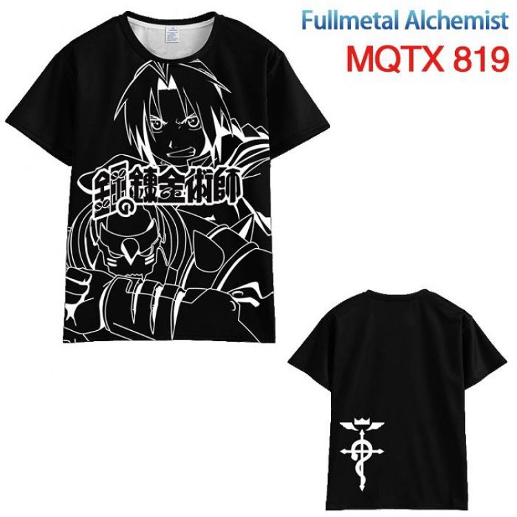 Fullmetal Alchemist Black and white line draft Short sleeve T-shirt 10 sizes from XXS to 5XL MQTX 819