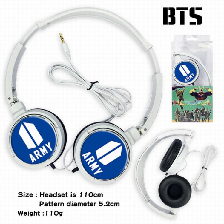 BTS Headset Head-mounted Earphone Headphone 110G Style J