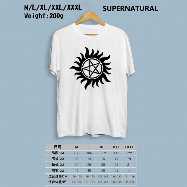 Supernatural Printed round neck short-sleeved T-shirt M-L-XL-XXL-XXXL Style 1