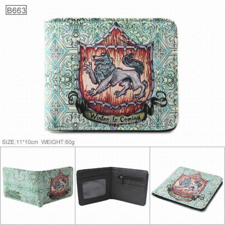 Game of Thrones Full color Twill two-fold short wallet Purse 11X10CM B663