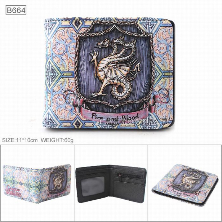 Game of Thrones Full color Twill two-fold short wallet Purse 11X10CM B664