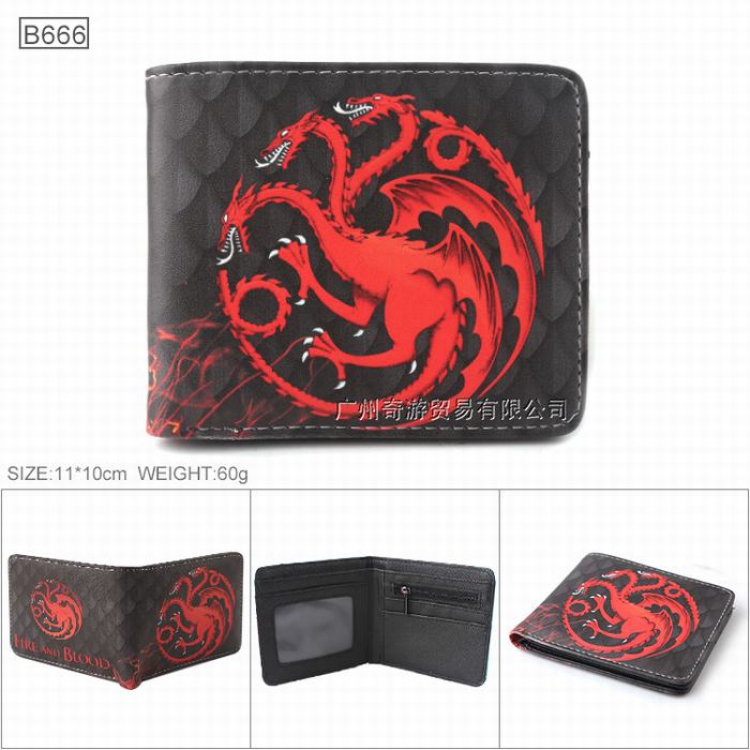 Game of Thrones Full color Twill two-fold short wallet Purse 11X10CM B666