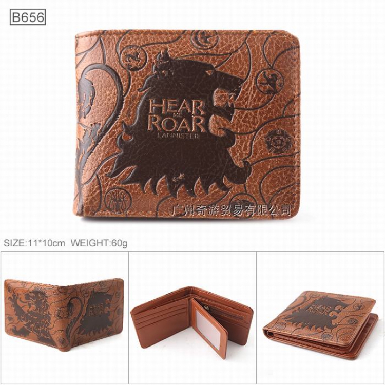 Game of Thrones Folded Embossed Short Leather Wallet Purse 11.5X9.5X2CM 80G B656