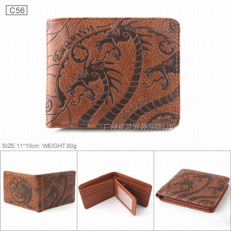 Game of Thrones Folded Embossed Short Leather Wallet Purse 11.5X9.5X2CM 80G C56