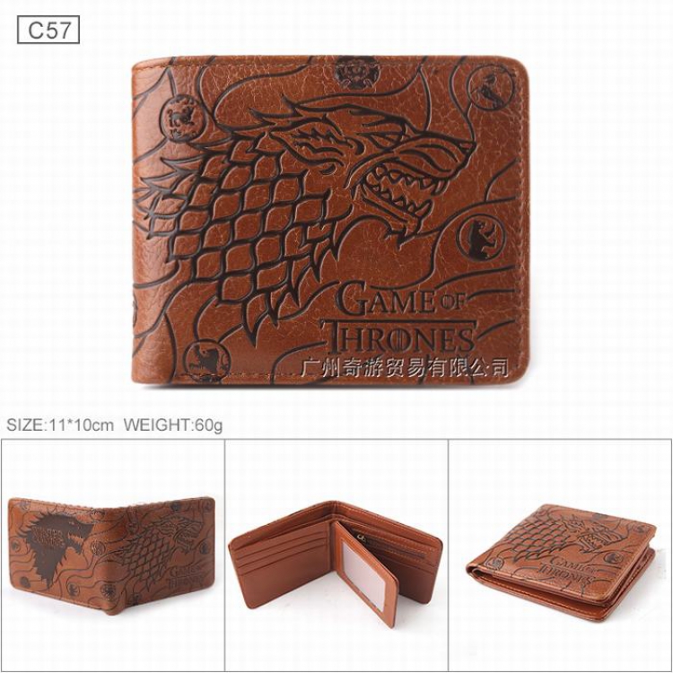 Game of Thrones Folded Embossed Short Leather Wallet Purse 11.5X9.5X2CM 80G C57