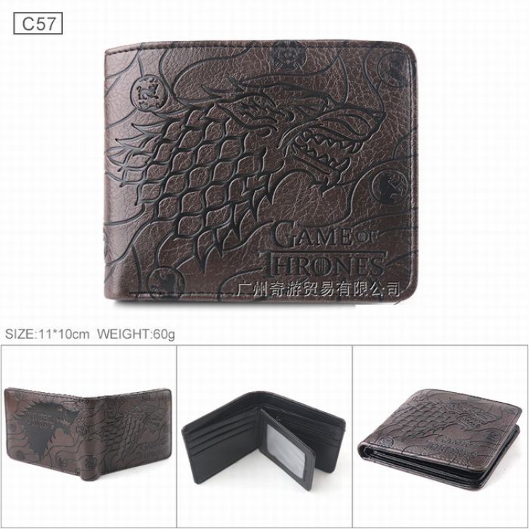 Game of Thrones Folded Embossed Short Leather Wallet Purse 11.5X9.5X2CM 80G C57