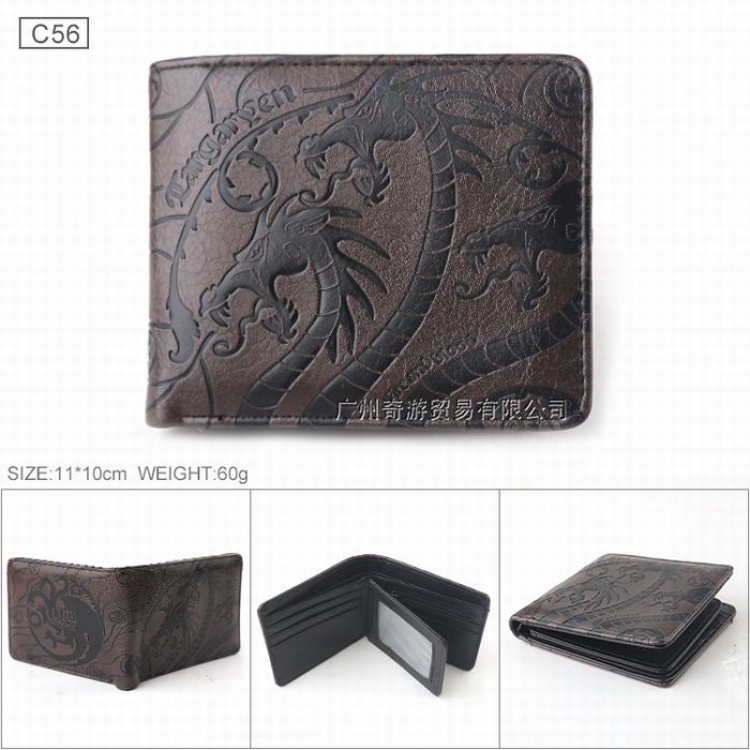 Game of Thrones Folded Embossed Short Leather Wallet Purse 11.5X9.5X2CM 80G C56
