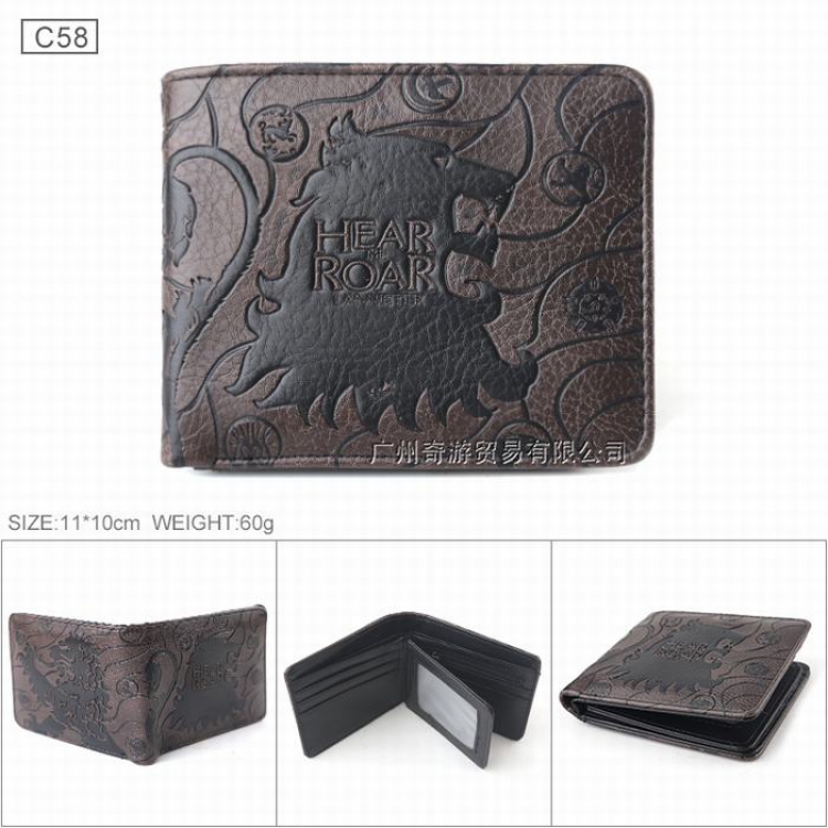 Game of Thrones Folded Embossed Short Leather Wallet Purse 11.5X9.5X2CM 80G C58