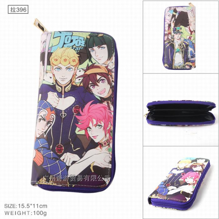 JoJos Bizarre Adventure PU leather color zipper long Wallet Purse Style D