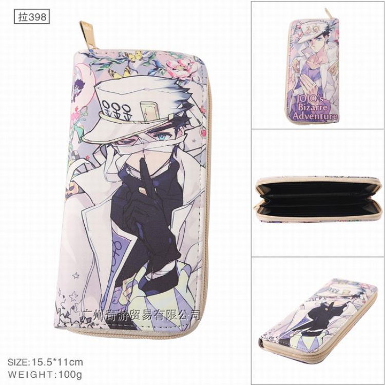 JoJos Bizarre Adventure PU leather color zipper long Wallet Purse Style B