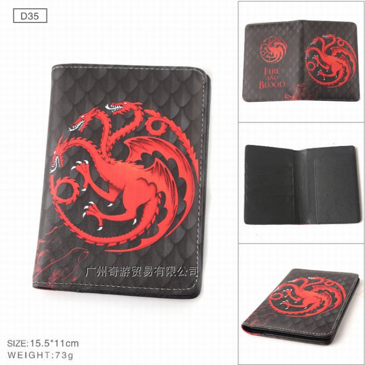 Game of Thrones PU leather multi-function travel ticket holder passport protector D35