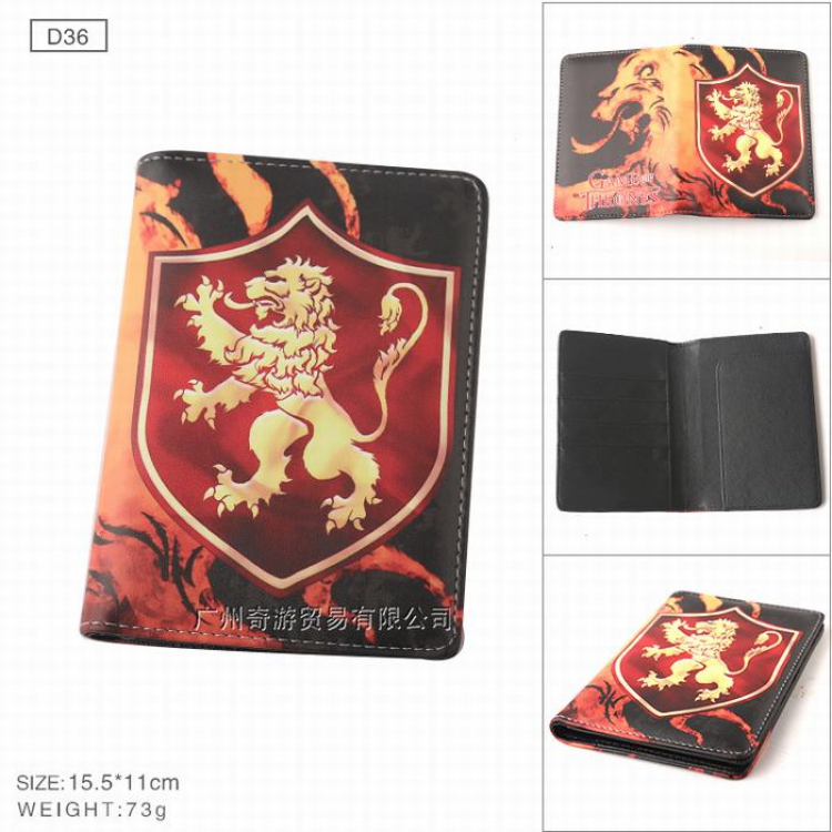 Game of Thrones PU leather multi-function travel ticket holder passport protector D36