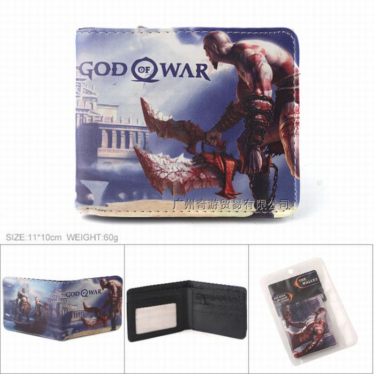 God of War Full color Twill two-fold short wallet Purse 11X10CM 