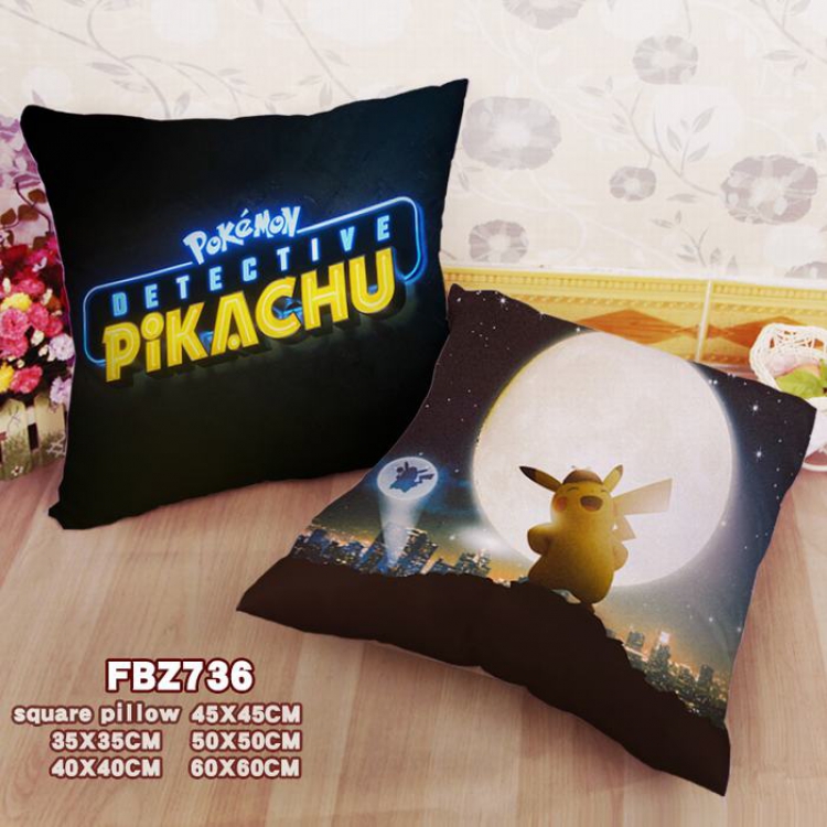 Detective Pikachu Square universal double-sided full color pillow cushion 45X45CM FBZ736