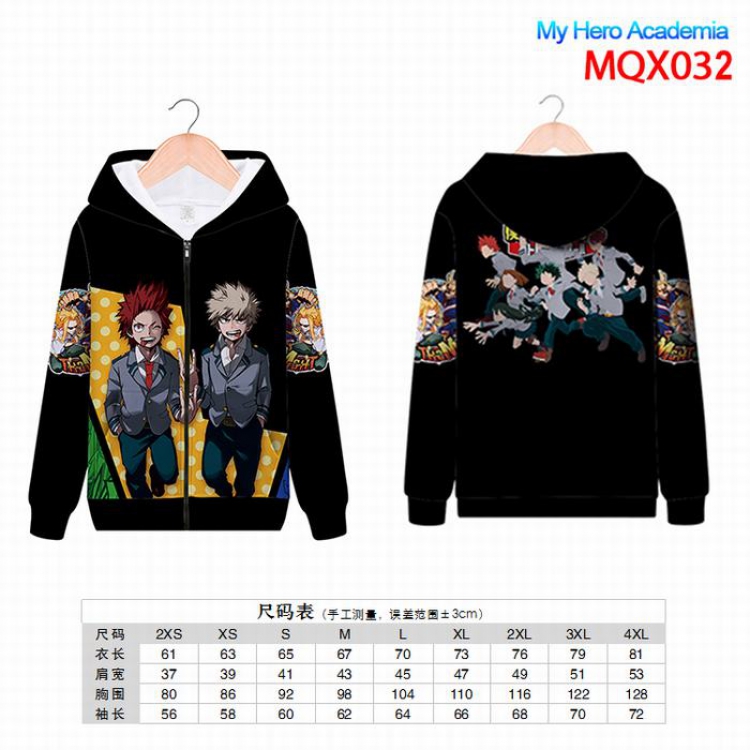 My Hero Academia Full color zipper hooded Patch pocket Coat Hoodie 9 sizes from XXS to 4XL MQX032