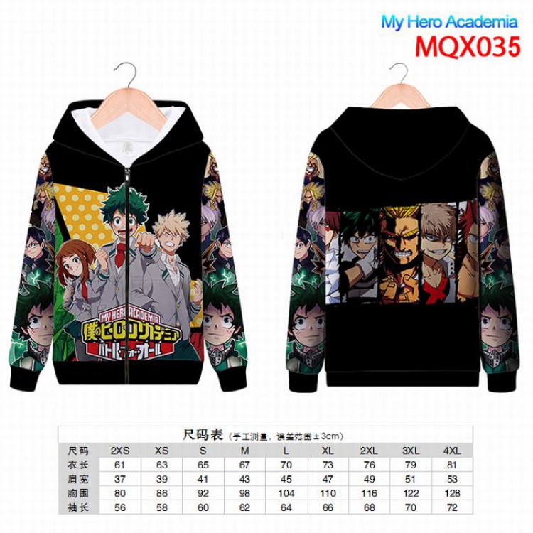 My Hero Academia Full color zipper hooded Patch pocket Coat Hoodie 9 sizes from XXS to 4XL MQX035