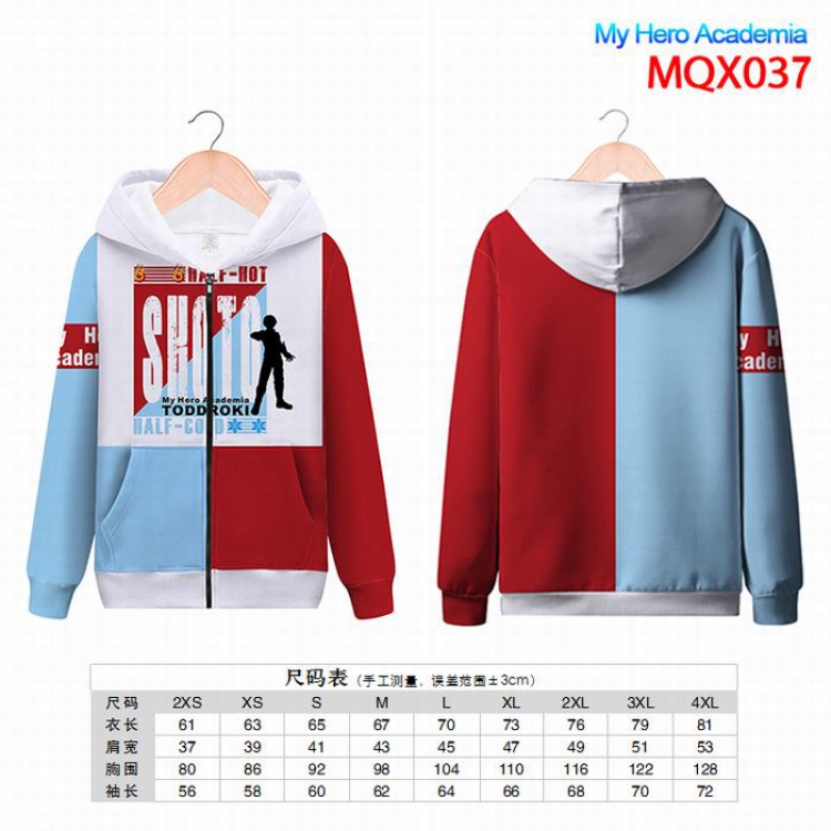 My Hero Academia Full color zipper hooded Patch pocket Coat Hoodie 9 sizes from XXS to 4XL MQX037