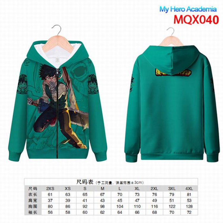 My Hero Academia Full color zipper hooded Patch pocket Coat Hoodie 9 sizes from XXS to 4XL MQX040