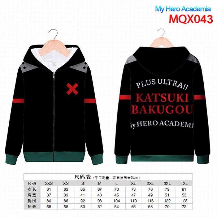 My Hero Academia Full color zipper hooded Patch pocket Coat Hoodie 9 sizes from XXS to 4XL MQX043