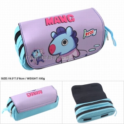 BTS BT21 Double zipper PU penc...