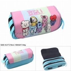 BTS BT21 Double zipper PU penc...