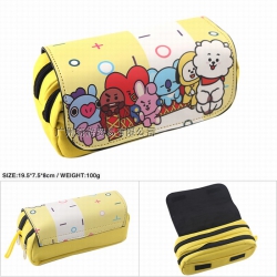 BTS BT21 Double zipper PU penc...