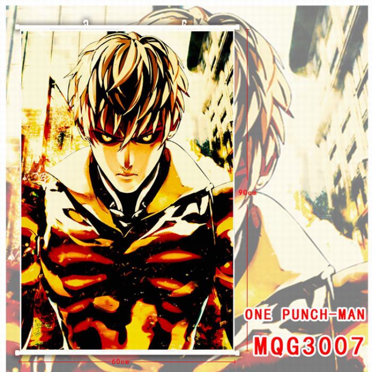 One Punch Man White Plastic rod Cloth painting Wall Scroll 60X90CM MQG3007