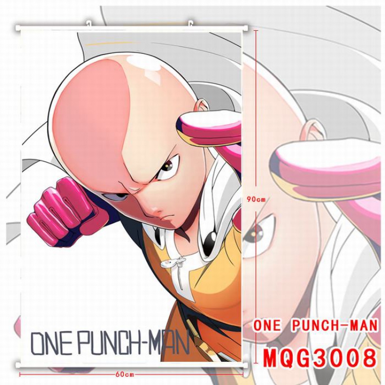 One Punch Man White Plastic rod Cloth painting Wall Scroll 60X90CM MQG3008