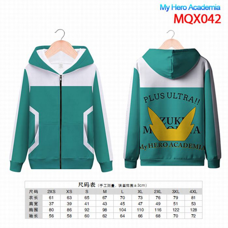 My Hero Academia Full color zipper hooded Patch pocket Coat Hoodie 9 sizes from XXS to 4XL MQX042