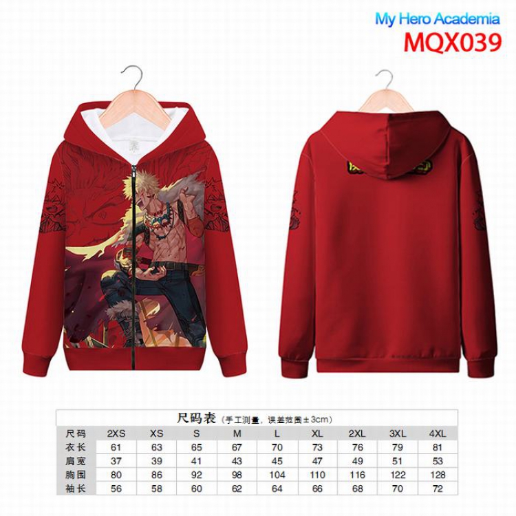 My Hero Academia Full color zipper hooded Patch pocket Coat Hoodie 9 sizes from XXS to 4XL MQX039