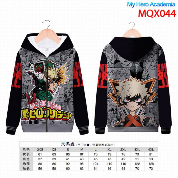 My Hero Academia Full color zipper hooded Patch pocket Coat Hoodie 9 sizes from XXS to 4XL MQX044