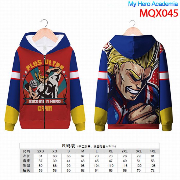 My Hero Academia Full color zipper hooded Patch pocket Coat Hoodie 9 sizes from XXS to 4XL MQX045