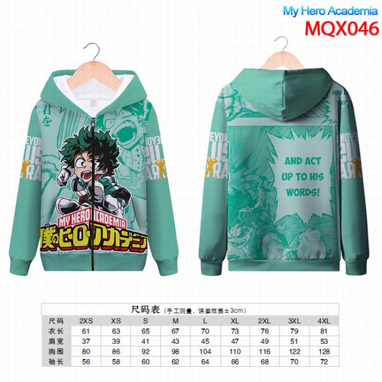 My Hero Academia Full color zipper hooded Patch pocket Coat Hoodie 9 sizes from XXS to 4XL MQX046
