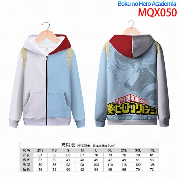 My Hero Academia Full color zipper hooded Patch pocket Coat Hoodie 9 sizes from XXS to 4XL MQX050