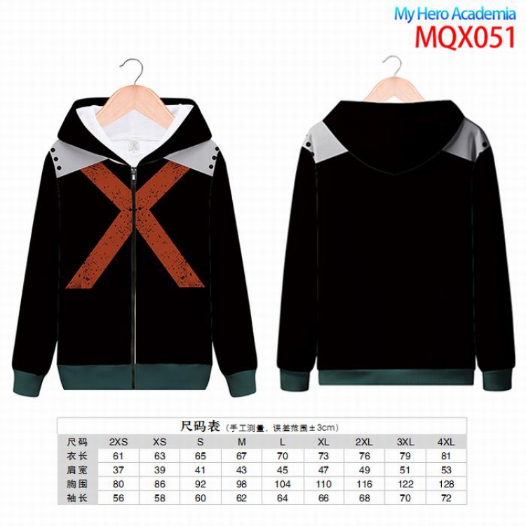 My Hero Academia Full color zipper hooded Patch pocket Coat Hoodie 9 sizes from XXS to 4XL MQX051