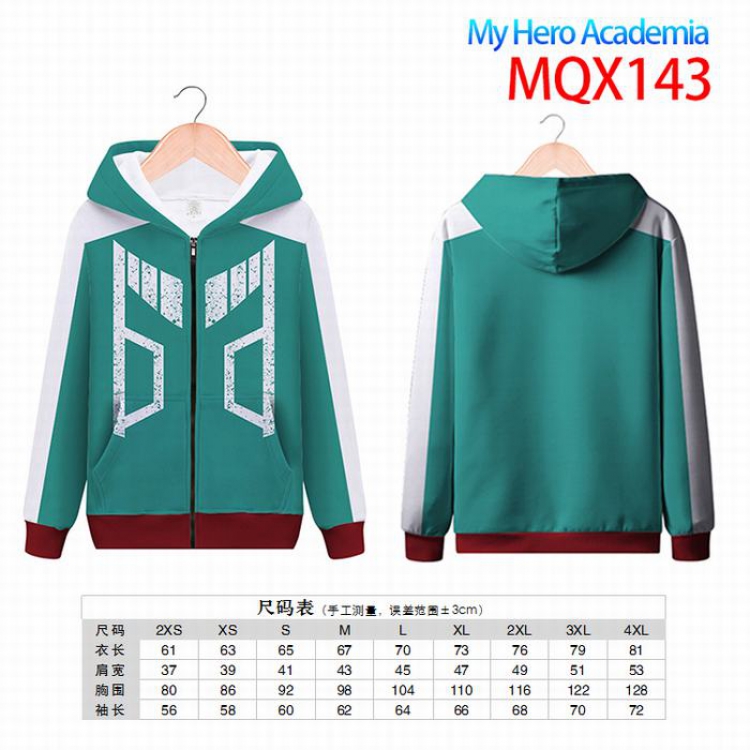 My Hero Academia Full color zipper hooded Patch pocket Coat Hoodie 9 sizes from XXS to 4XL MQX143