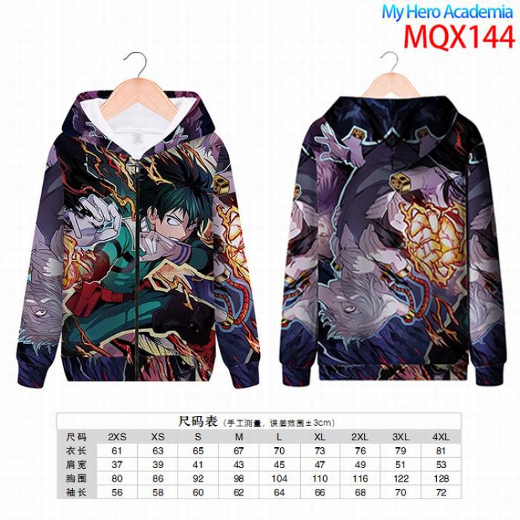 My Hero Academia Full color zipper hooded Patch pocket Coat Hoodie 9 sizes from XXS to 4XL MQX144