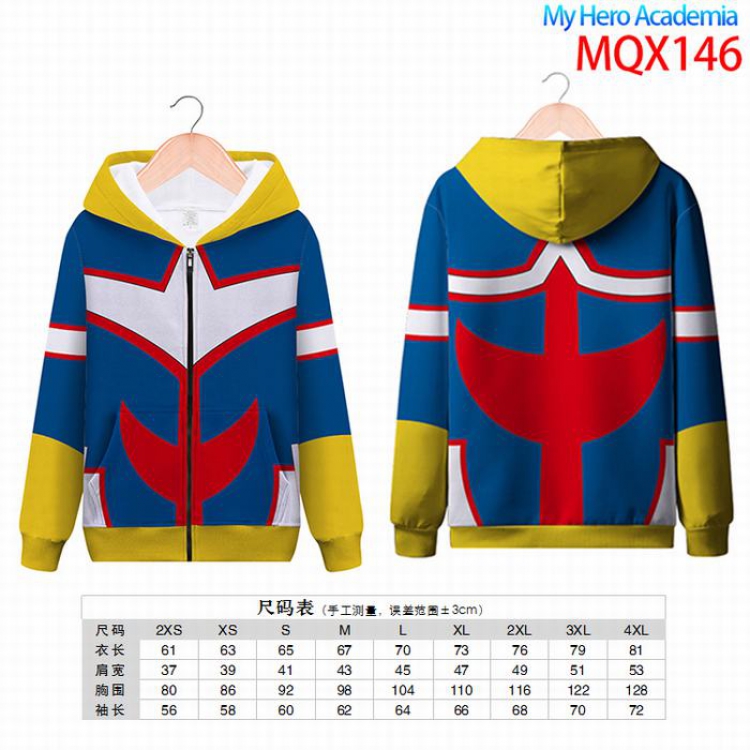 My Hero Academia Full color zipper hooded Patch pocket Coat Hoodie 9 sizes from XXS to 4XL MQX146