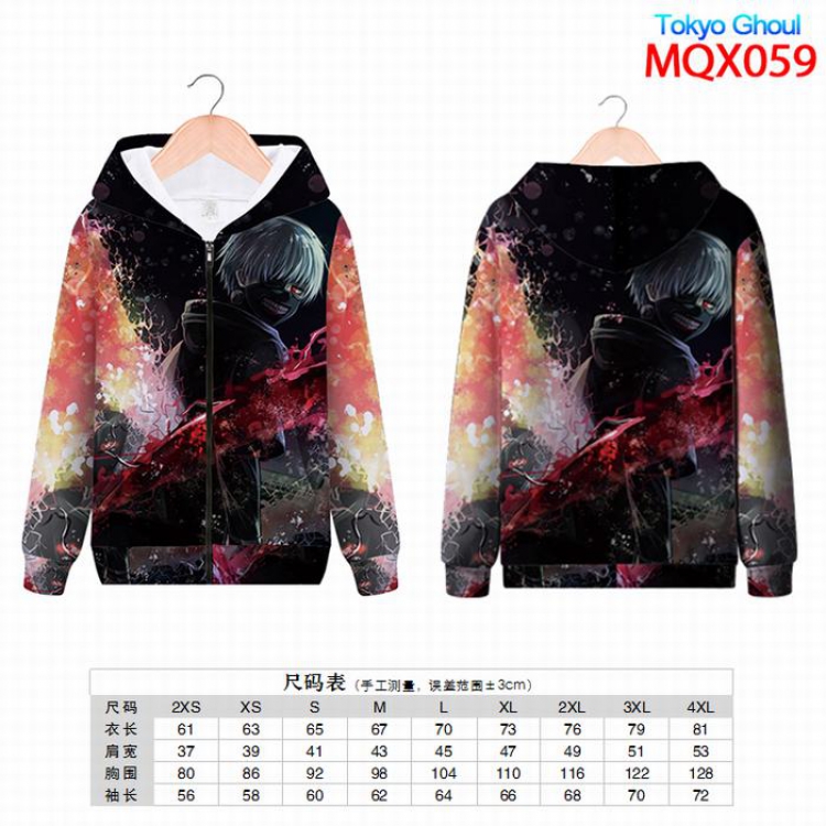 Tokyo Ghoul Full color zipper hooded Patch pocket Coat Hoodie 9 sizes from XXS to 4XL MQX059