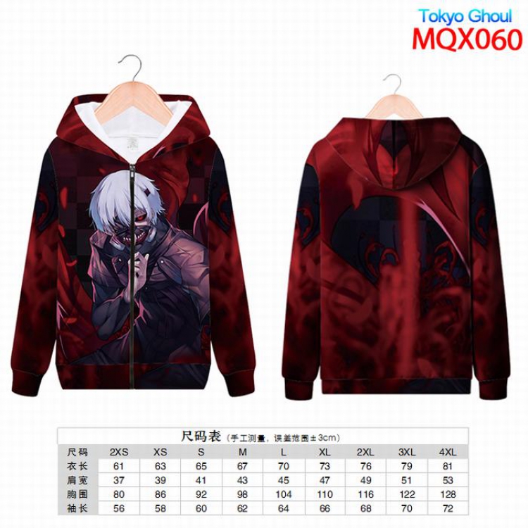 Tokyo Ghoul Full color zipper hooded Patch pocket Coat Hoodie 9 sizes from XXS to 4XL MQX060